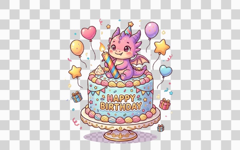 Bánh sinh nhật vector chibi độc đáo
