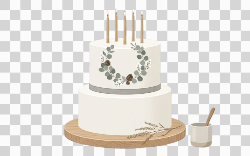 Bánh sinh nhật vector phong cách Scandinavian