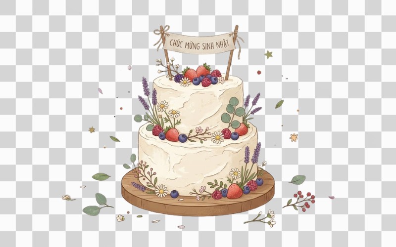 Bánh sinh nhật vector phong cách organic