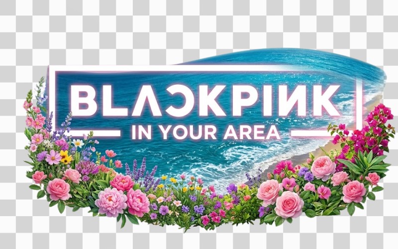 Blackpink logo kết hợp nền thiên nhiên (sky, biển, hoa)