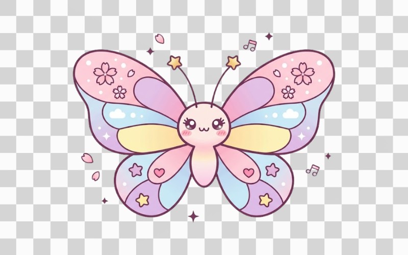 Bướm vector kawaii Nhật Bản