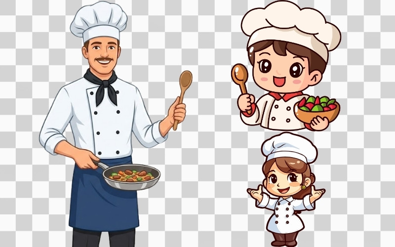 Đầu bếp vector PNG nền trong suốt