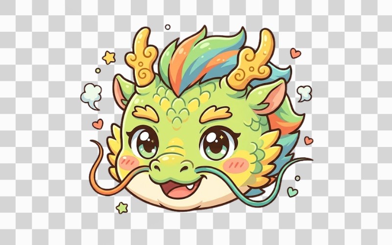 Đầu rồng vector phong cách chibi – hoạt hình