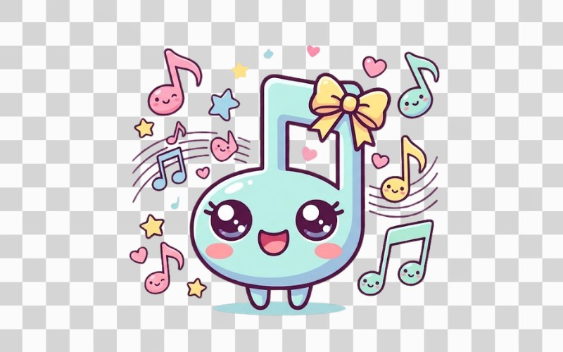 Hình nốt nhạc vector phong cách chibi