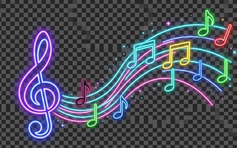 Hình nốt nhạc vector phong cách neon