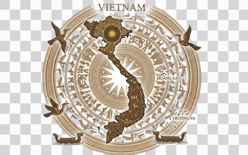 Họa tiết trống đồng vector kết hợp bản đồ Việt Nam