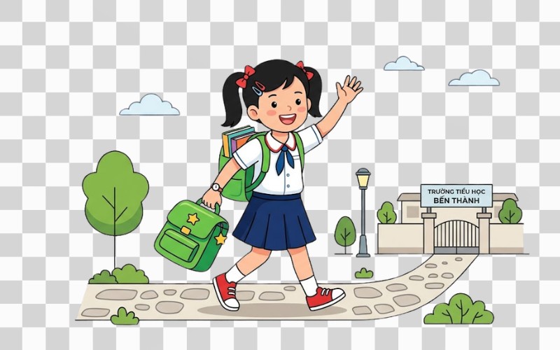Học sinh vector đang đến trường