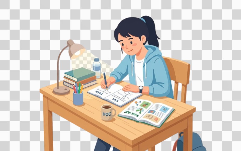Học sinh vector đang học bài