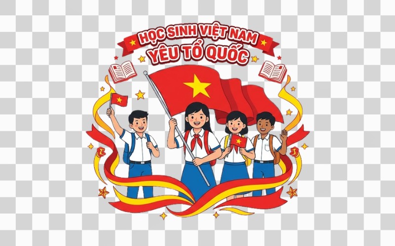 Học sinh vector kết hợp cờ Việt Nam