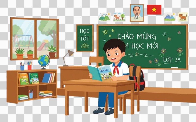 Học sinh vector kết hợp sách vở
