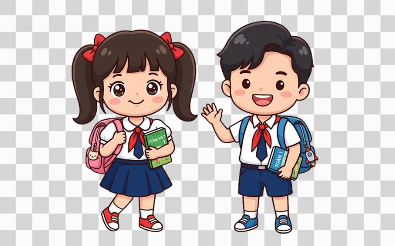Học sinh vector phong cách chibi