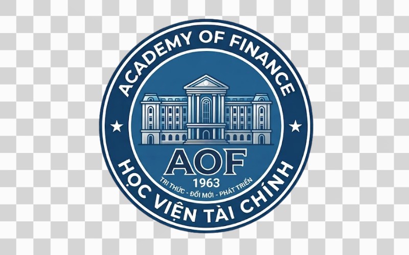 Logo AOF kết hợp tòa nhà học viện