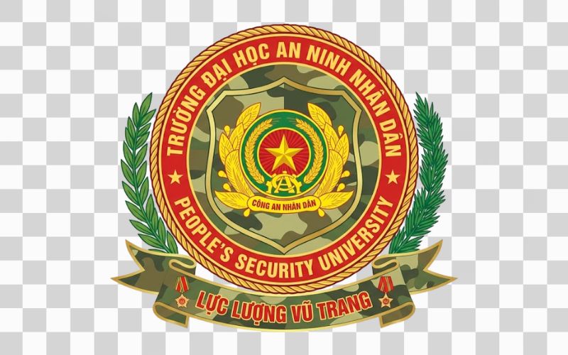 Logo Đại học An ninh nhân dân kết hợp họa tiết quân đội – bản sắc lực lượng vũ trang
