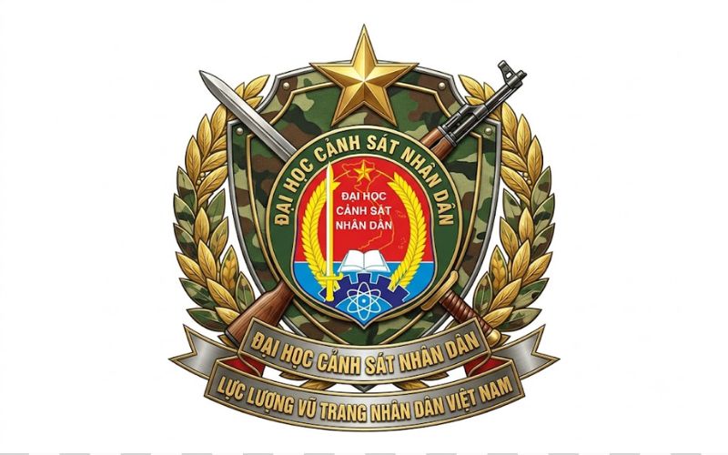 Logo Đại học Cảnh sát nhân dân kết hợp họa tiết quân đội