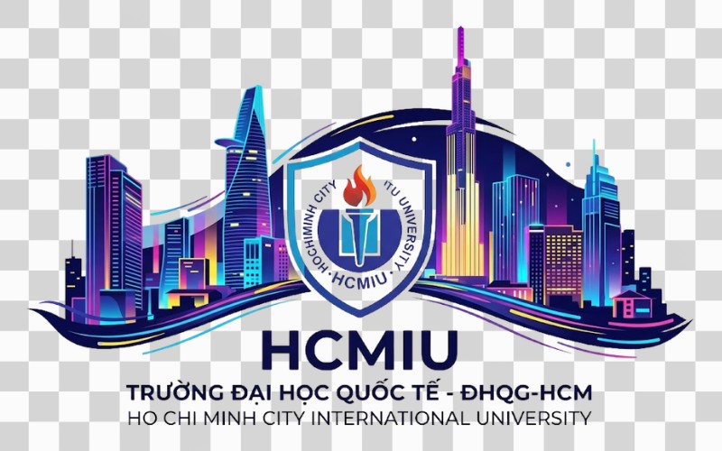 Logo HCMIU kết hợp thành phố về đêm – năng động, hiện đại