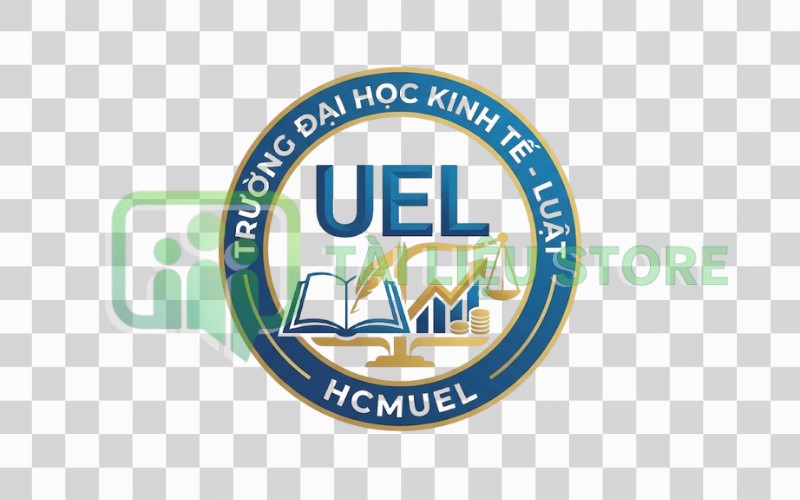 Logo HCMUEL kết hợp hình ảnh kinh tế – luật học
