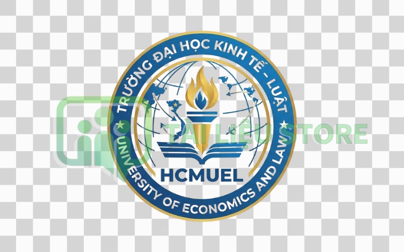 Logo HCMUEL kết hợp yếu tố toàn cầu hóa