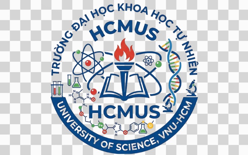 Logo HCMUS kết hợp nguyên tố khoa học