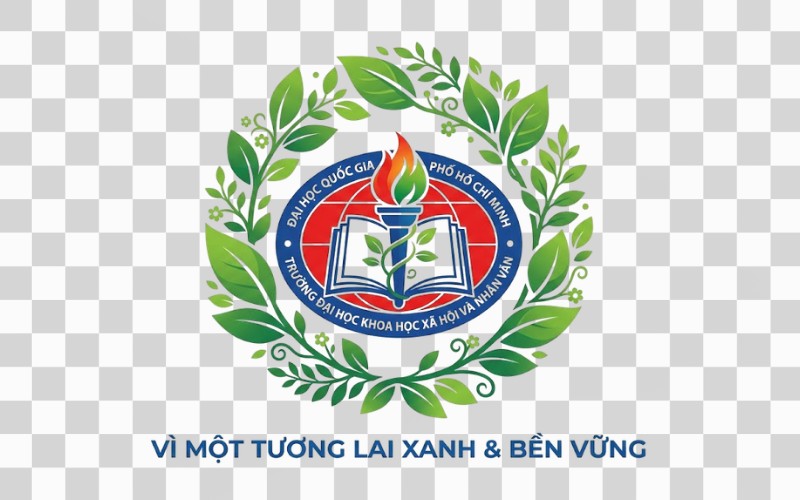 Logo HCMUSSH kết hợp lá cây thân thiện môi trường