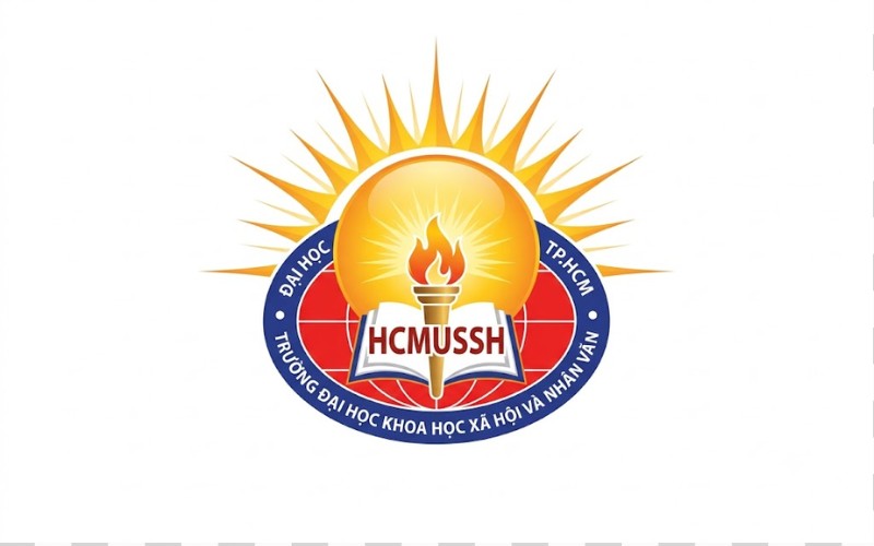 Logo HCMUSSH kết hợp mặt trời ánh sáng tri thức