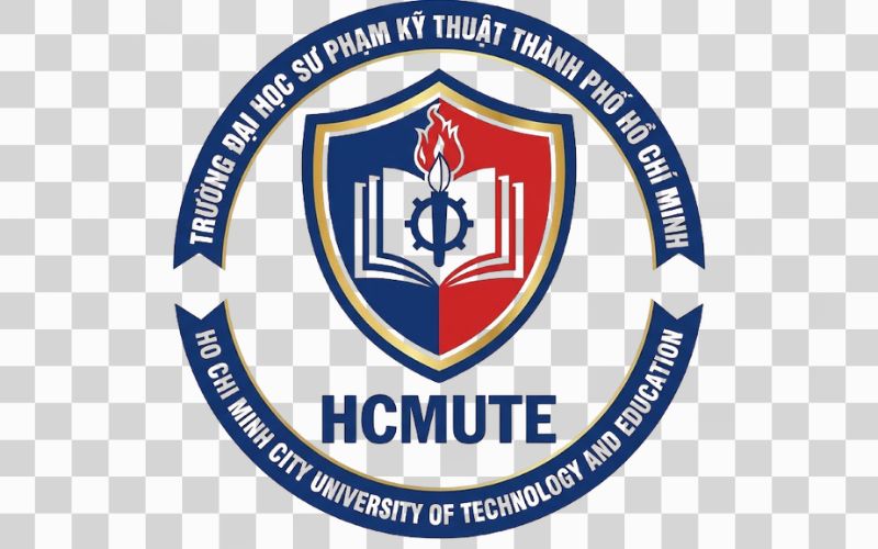 Logo HCMUTE kết hợp hình khiên biểu trưng bảo vệ tri thức