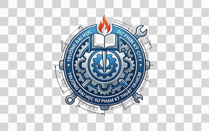 Logo HCMUTE kết hợp họa tiết công nghiệp