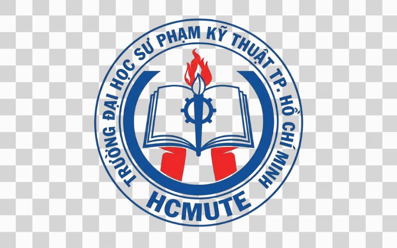 Logo HCMUTE kết hợp sách và ngọn đuốc tri thức
