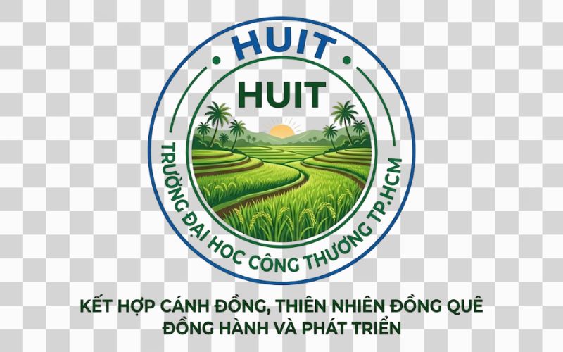 Logo HUIT kết hợp cánh đồng lúa