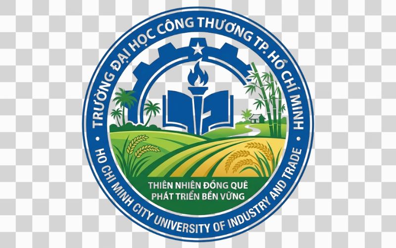 Logo HUIT kết hợp cánh đồng, thiên nhiên đồng quê