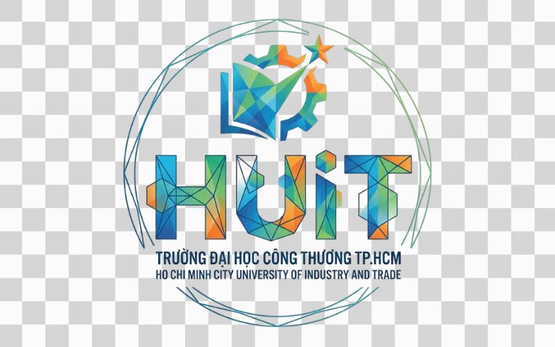 Logo HUIT kết hợp họa tiết hình học sáng tạo