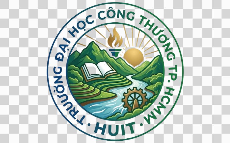Logo HUIT kết hợp phong cảnh thiên nhiên xanh mát