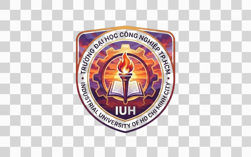 Logo IUH kết hợp bầu trời hoàng hôn nghệ thuật