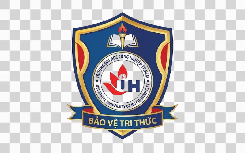 Logo IUH kết hợp hình khiên biểu trưng bảo vệ tri thức