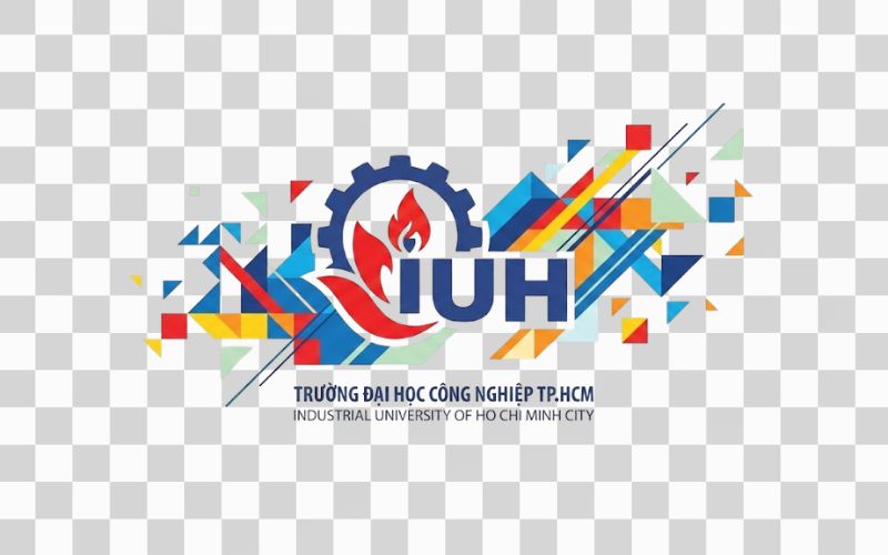 Logo IUH kết hợp họa tiết hình học trừu tượng