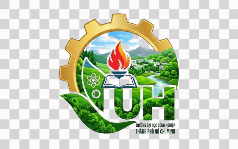 Logo IUH kết hợp phong cảnh thiên nhiên xanh mát