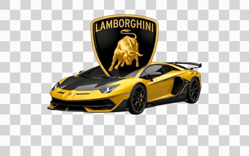 Logo Lamborghini kết hợp xe