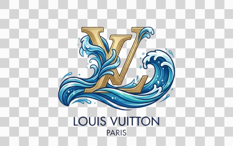 Logo Louis Vuitton vector kết hợp biển và sóng nước