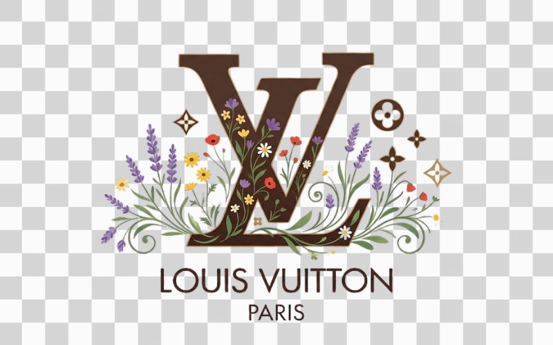 Logo Louis Vuitton vector kết hợp cánh đồng hoa