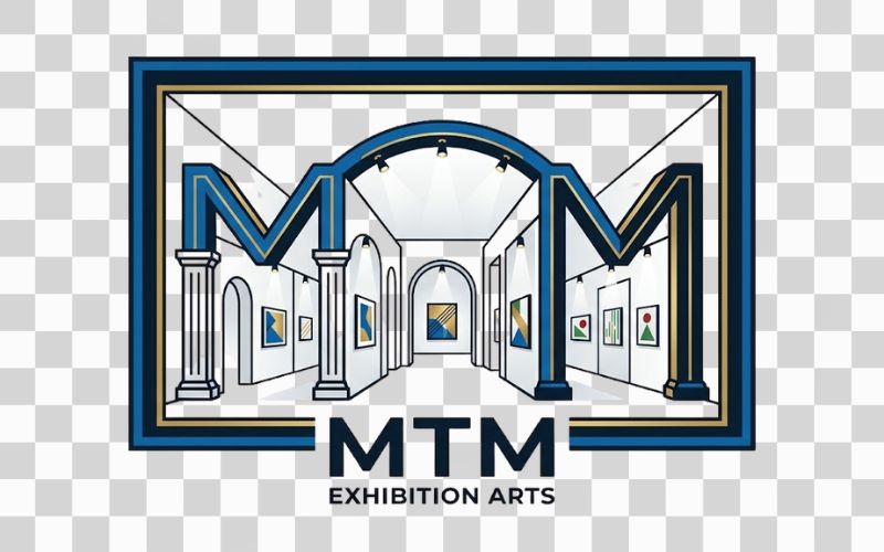 Logo MTM kết hợp biểu tượng không gian triển lãm và khung tranh