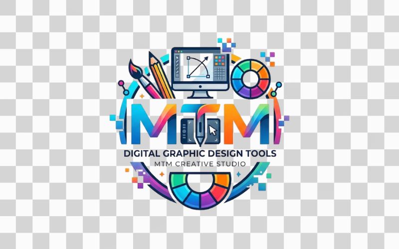 Logo MTM kết hợp công cụ thiết kế đồ họa kỹ thuật số
