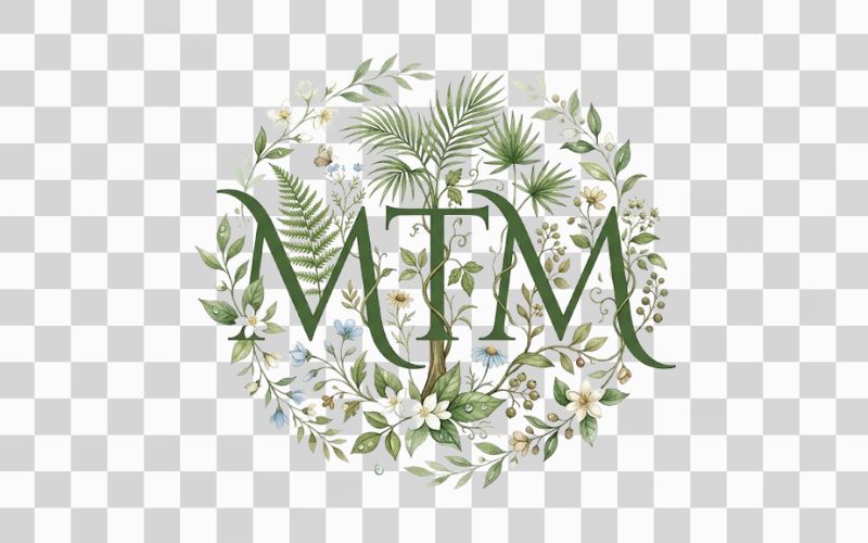 Logo MTM kết hợp yếu tố thiên nhiên và Botanical Art