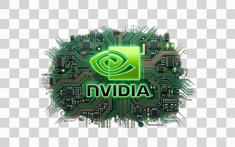 Logo NVIDIA kết hợp mạch điện