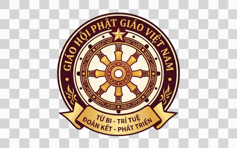 Logo Phật giáo vector kết hợp bánh xe pháp luân