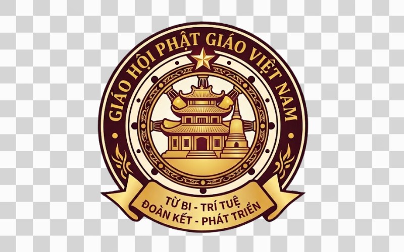 Logo Phật giáo vector kết hợp chùa, tháp