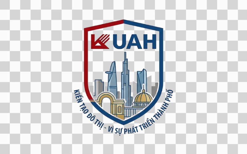 Logo UAH kết hợp công trình đô thị và thành phố