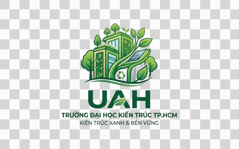Logo UAH kết hợp phong cách kiến trúc xanh bền vững