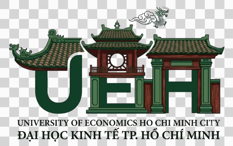 Logo UEH kết hợp kiến trúc Việt cổ