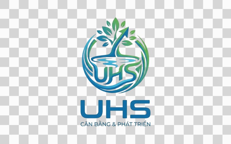 Logo UHS kết hợp hồ nước – sự cân bằng và phát triển