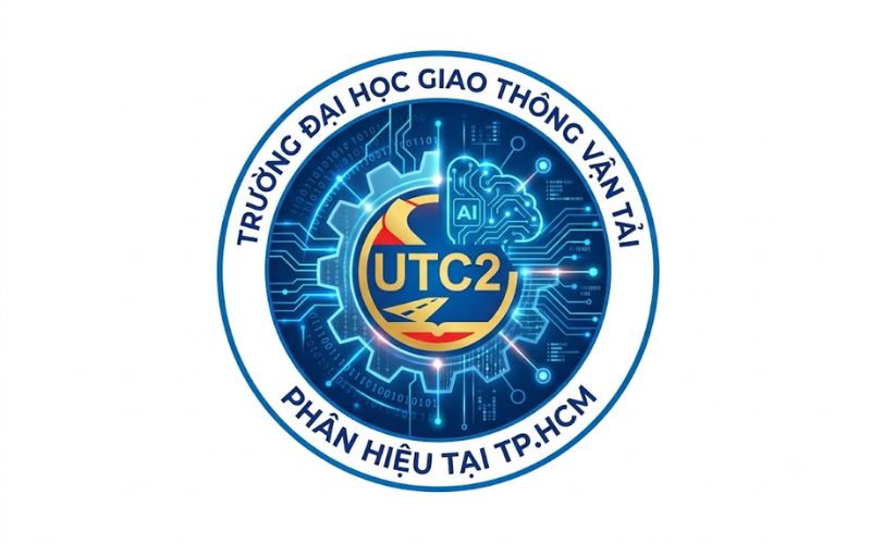 Logo UTC2 kết hợp công nghệ số và trí tuệ nhân tạo