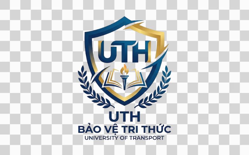 Logo UTH kết hợp hình khiên bảo vệ tri thức